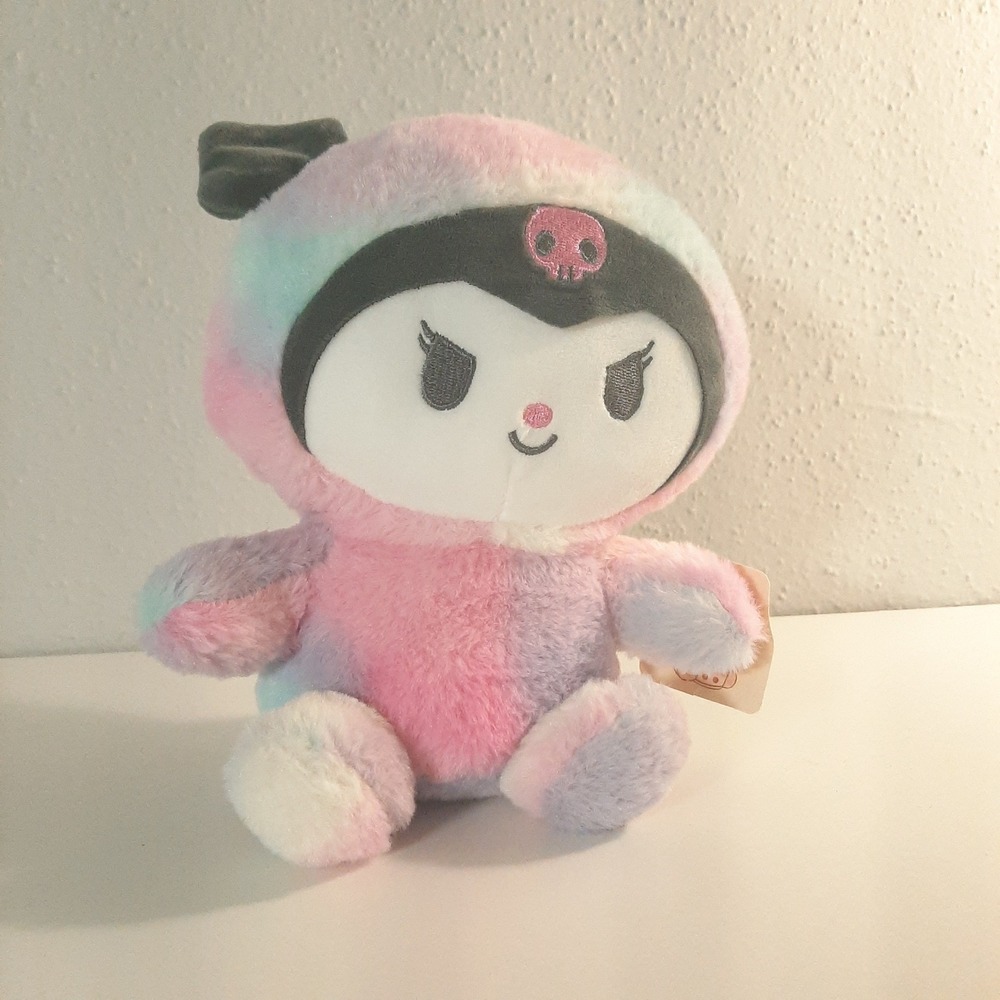 Plush Tie Dye Pastel Pink Blue Purple Stuffed Animal Toy 8 Inch Japanese